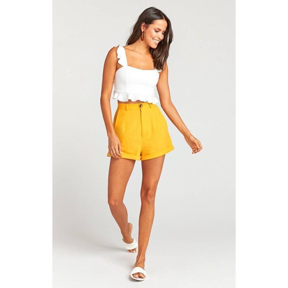 Show Me Your Mumu Stewart High Rise Shorts‎ Yellow Size Small